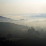 Langhe hills and fog